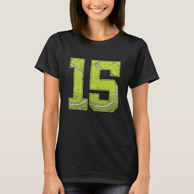 Camiseta Garota de Aniversário do tênis 15, 15 Anos (Frente)