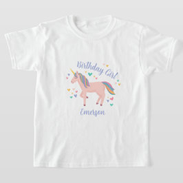 Camiseta Garota de Aniversário do Unicórnio Magia Rosa