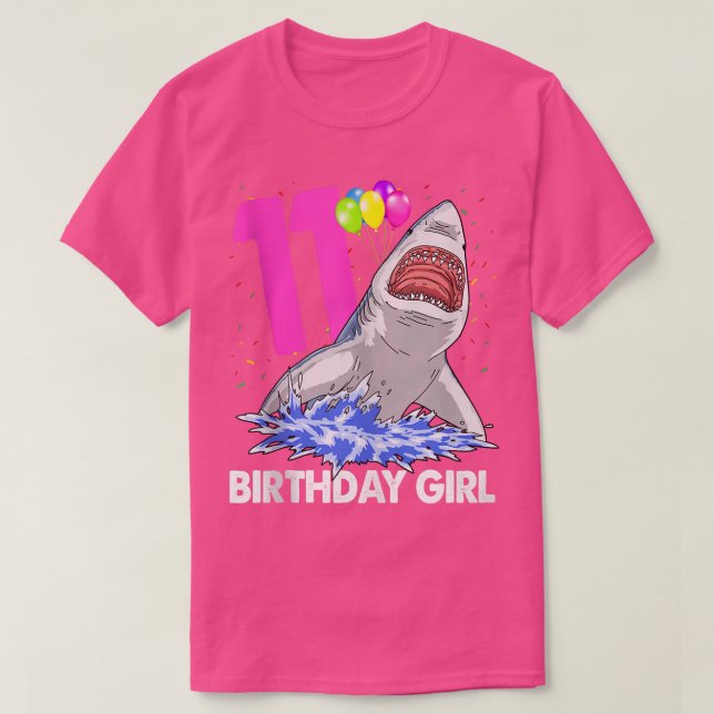 Camiseta Garota de Aniversário Engraçada 11 TubarõesMulher  (Frente do Design)