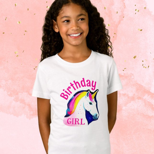 Camiseta Garota de aniversário mágica do Unicórnio (Criador carregado)