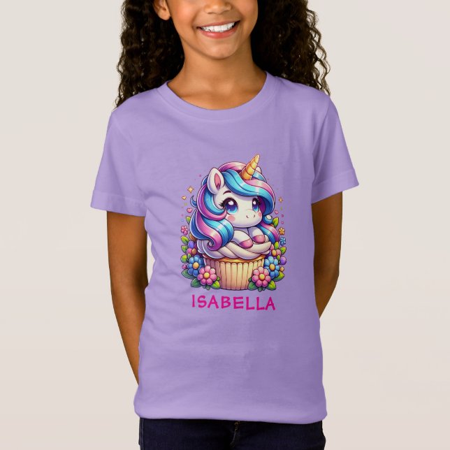 Camiseta Garota de Aniversário Personalizada do Cupcake e d (Frente)