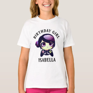 Camiseta Garota de Aniversário Personalizada Gamer de Anime