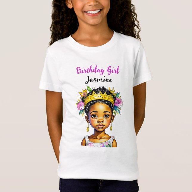Camiseta Garota de Aniversário Personalizada Princesa de Co (Frente)