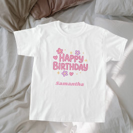 Camiseta Garota de aniversário rosa