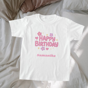 Camiseta Garota de aniversário rosa