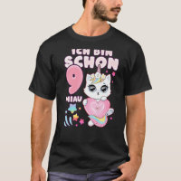 Garota de aniversário unicórnio de gato de 9 anos 