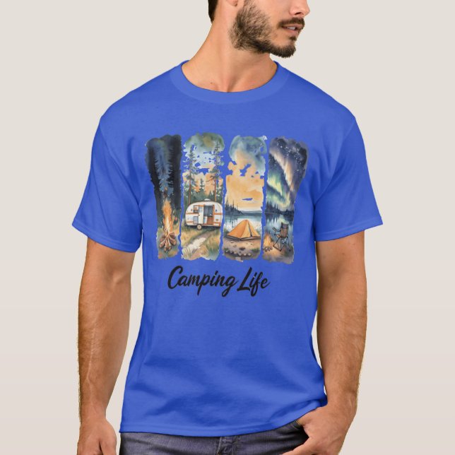 Camiseta Garota de aventura da vida de camping (Frente)