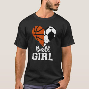 Camiseta Garota de Bola Coração Engraçada Jogadora de Basqu
