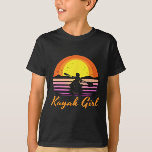 Camiseta Garota de Caiaque Caiaque Engraçado Pôr do Sol Rem