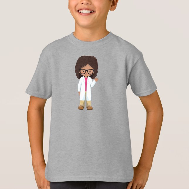 Camiseta Garota de Ciência, Menina Latina, Menina Bonita, C (Frente)