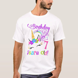 Camiseta Garota de Festa de aniversário de Unicórnio Bonita