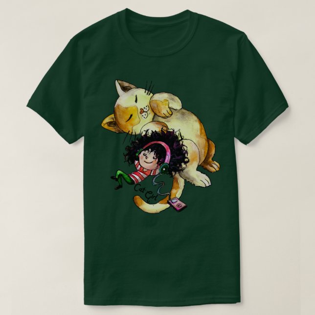 Camiseta Garota de Gato (Frente do Design)