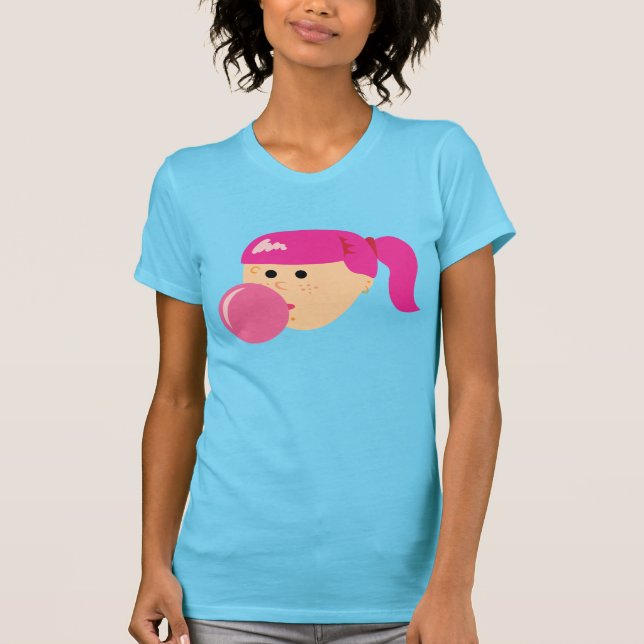 Camiseta Garota de Goma de Bolhas Rosa (Frente)