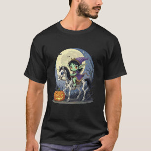 Camiseta Garota de Halloween Elfa Negra Goblin Troll Montan