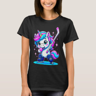 Camiseta Garota de Hóquei no Gelo Dabbing Unicórnio 