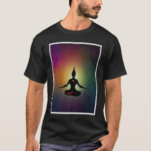 Camiseta Garota de Ioga Fêmea Saudação ao Sol Meditação Cha