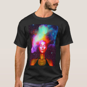 Camiseta Garota de Ioga Fêmea Saudação ao Sol Meditação Cha