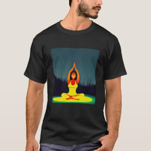 Camiseta Garota de Ioga Fêmea Saudação Solar Meditação Chak