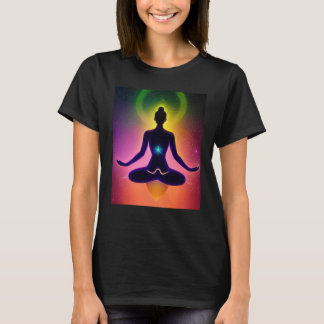 Camiseta Garota de Ioga Fêmea Saudação Solar Meditação Chak