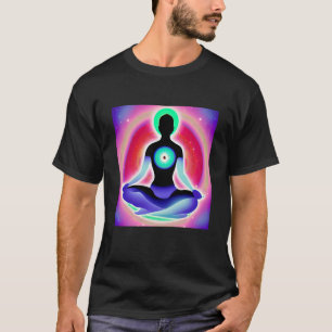 Camiseta Garota de Ioga Fêmea Saudação Solar Meditação Chak