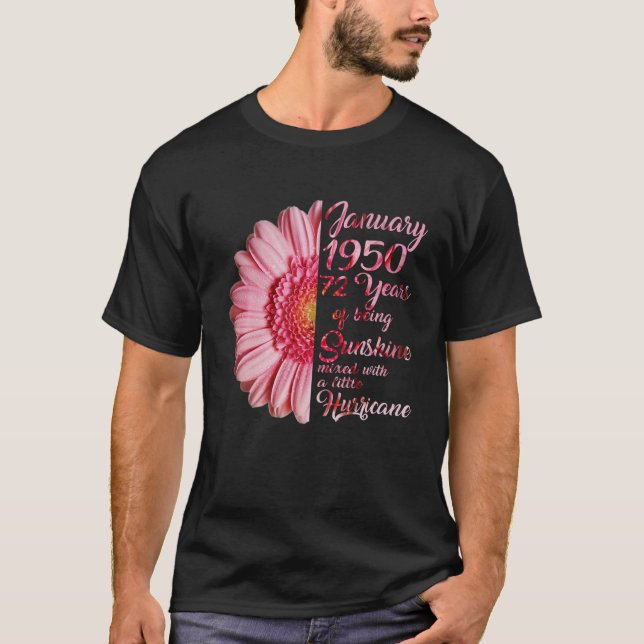 Camiseta Garota De Janeiro De 1950 72 Anos Aniversário De S (Frente)