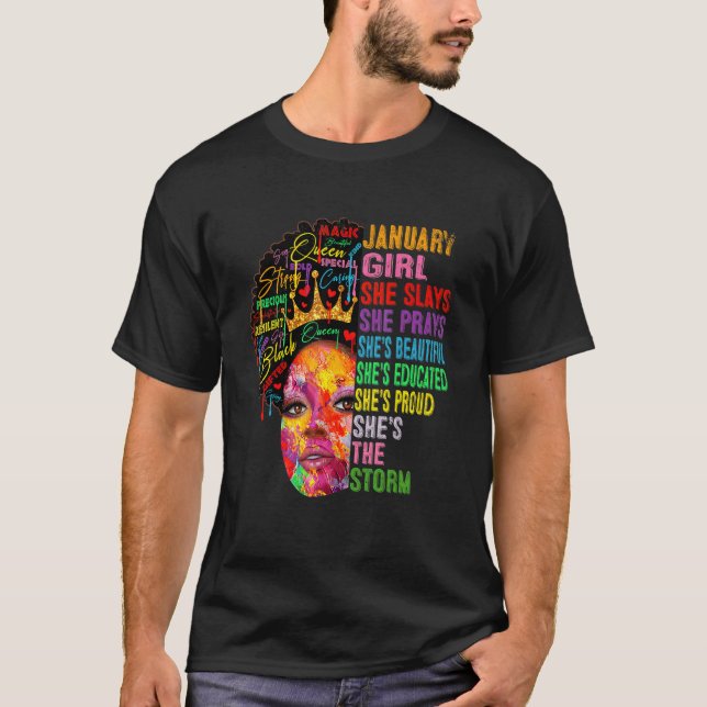 Camiseta Garota de janeiro que ela faz apresentações e reze (Frente)
