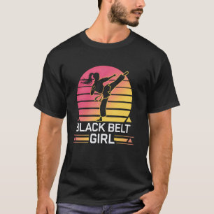 Camiseta Garota de Karatê Clássico Faixa Preta Artes Marcia