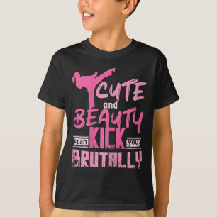Camiseta Garota de Karatê e Kickboxing Feminino Fofo e Boni
