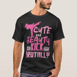 Camiseta Garota de Karatê e Kickboxing Feminino Fofo e Boni