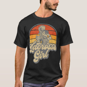 Camiseta Garota de Lacrosse Vintage Jogadora de Lacrosse Re