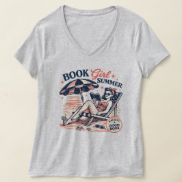 Camiseta Garota de Livro de Verão Retro Praia Leitura