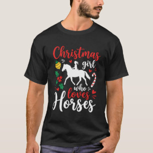 Camiseta Garota de Natal que Ama Cavalos