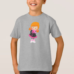 Camiseta Garota De Pé De Gelo, Garota Bonita, Cabelo Laranj