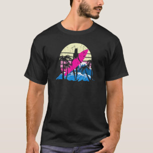 Camiseta Garota de Surf Surfista Prancha de Surf Pôr do Sol