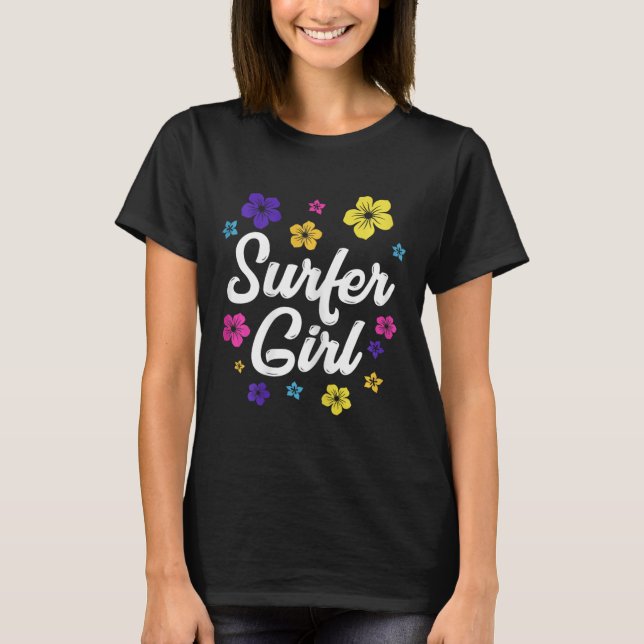 Camiseta Garota de Surfe Surfe Retro Presente de Surfe Femi (Frente)