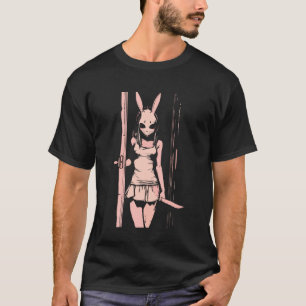 Camiseta Garota de Terror Máscara de Coelho Assassino Anime