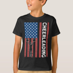 Camiseta Garota de Torcida Bandeira dos EUA Cheerleading 