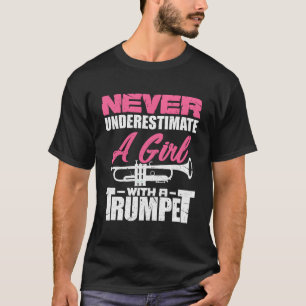 Camiseta Garota de Trompete Engraçada Jogador de Trompete M