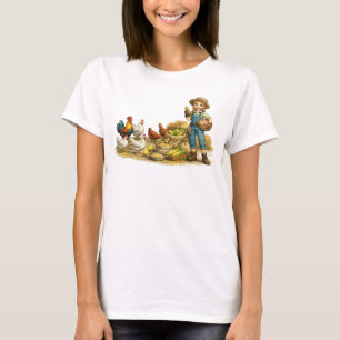 Camiseta Garota do campo com ovos, adorável arte rústica do