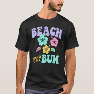Camiseta Garota do Coco Relaxada na Praia Gráfica Pastel Te