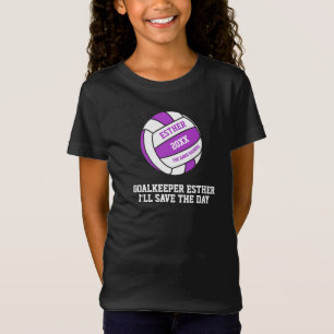 Camiseta Garota do jogo de golfe branco roxo Netball