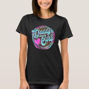 Camiseta Garota do Papai Ocidental Coração de Leopardo Rosa