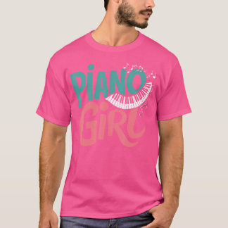 Camiseta Garota do Piano Pianista Música Pequena Preta