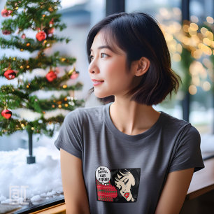 Camiseta Garota do Pop Art de Natal Eu Posso Explicar