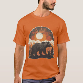Camiseta Garota do pôr do sol do urso da montanha