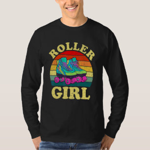 Camiseta Garota do Rolo Vintage de Roupas de Patins dos Ano