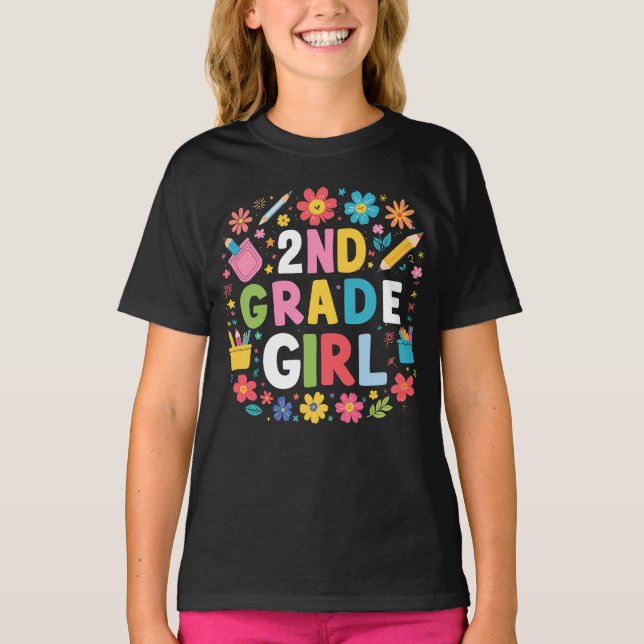 Camiseta Garota do segundo de 2º ano de volta à escola (Frente)