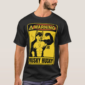 Camiseta garota do sinal de aviso de antropo husky almíscar