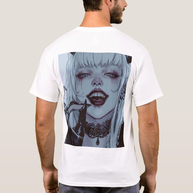 Camiseta Garota do Sorriso Assustadora com T-Shirt de Cabel (Verso)