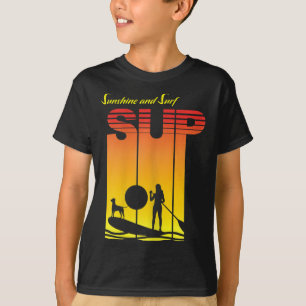 Camiseta Garota do Sup Cachorro Stand Up Paddle Board Reman